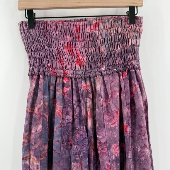 Unbranded Palazzo Pants One Size Tie Dye Made in Italy Cotton Smocked Wide Leg - Picture 5 of 10